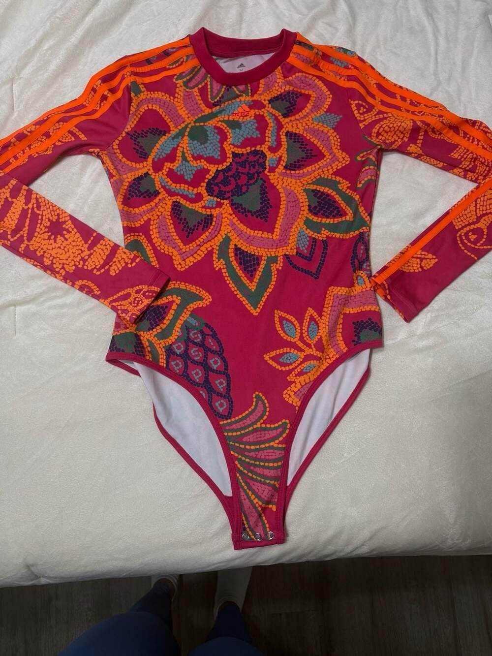 Adidas Farm Rio Bodysuit Size M Multi Dotted Forest Long Sleeve